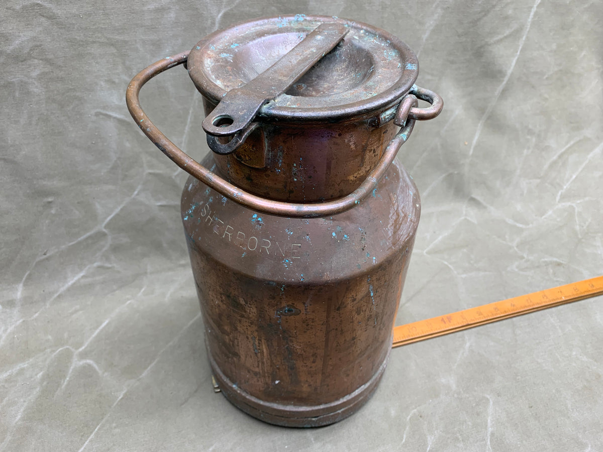 ANTIQUE HUNTS DAIRY SHERBORNE COPPER 2 GAL MILK CHURN Boyshill Tools