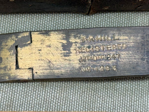 BRASS DOOR WEDGE AND BOX, T.R.HILL REG 1847 - Boyshill Tools and Treen