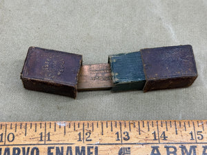 BRASS DOOR WEDGE AND BOX, T.R.HILL REG 1847 - Boyshill Tools and Treen