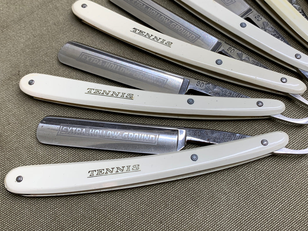 TENNIS 7 DAY SET OF STRAIGHT RAZORS IN EXCELLENT CONDITION - Boyshill Tools and Treen