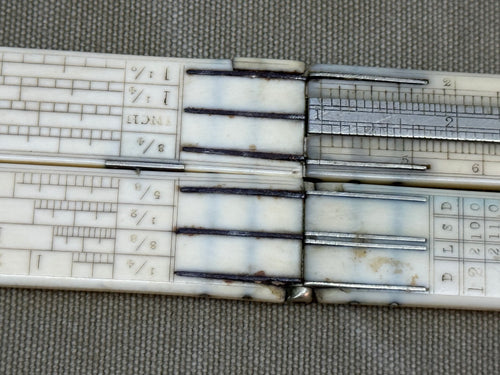 RARE 2FT IVORY GERMAN SILVER CARPENTERS SLIDE RULE VARVILLE. PRICE PER LOAD , TIMBER - Boyshill Tools and Treen