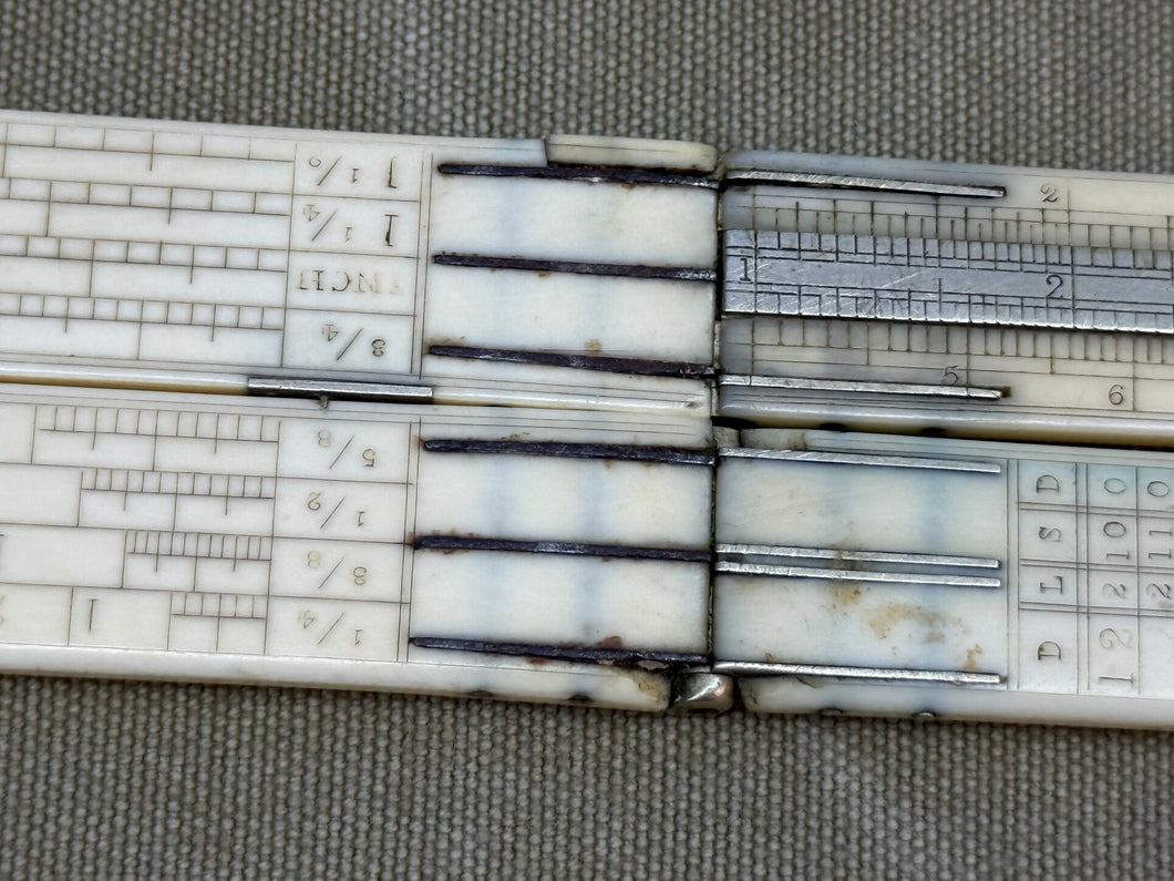 RARE 2FT IVORY GERMAN SILVER CARPENTERS SLIDE RULE VARVILLE. PRICE PER LOAD , TIMBER - Boyshill Tools and Treen