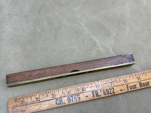 E PRESTON EARLY TEAK? LEVEL WITH SLIDING BRASS COVERS - Boyshill Tools and Treen