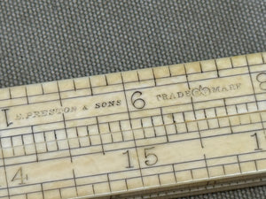 IVORY 4 FOLD 2 FOOT RULE BY E PRESTON (pins good). 7260 - Boyshill Tools and Treen