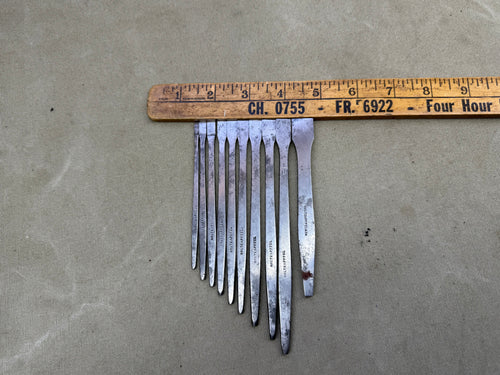 SET OF 11 TURNING TOOLS , NO HANDLES - Boyshill Tools and Treen