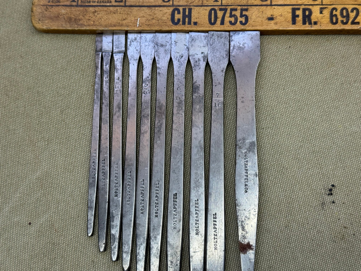 SET OF 11 TURNING TOOLS , NO HANDLES – Boyshill Tools and Treen
