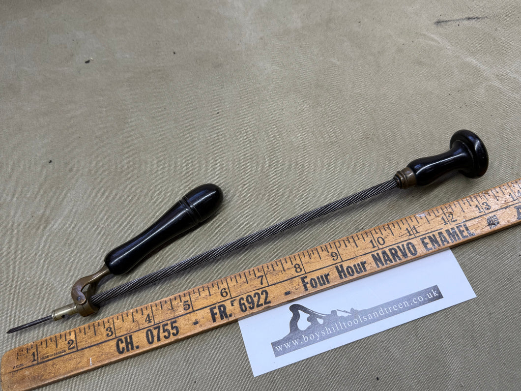 RARE ANTIQUE EBONY ARCHIMEDES DRILL. HOLTZAPFFEL TYPE. BY FENN. - Boyshill Tools and Treen