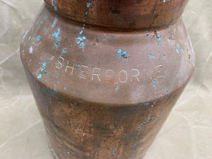 ANTIQUE HUNTS DAIRY SHERBORNE COPPER 2 GAL MILK CHURN - Boyshill Tools and Treen