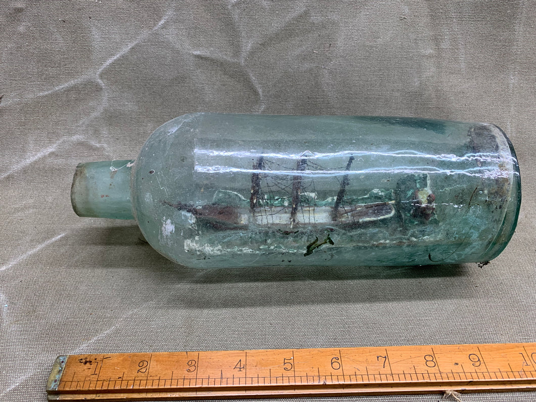EARLY ANTIQUE FOLK ART SHIP IN BOTTLE - Boyshill Tools and Treen