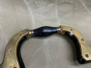 BRASS PLATED EBONY BRACE BY JAMES HOWARTH, HANDLE DAMAGE. - Boyshill Tools and Treen