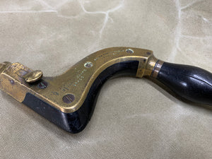 BRASS PLATED EBONY BRACE BY JAMES HOWARTH, HANDLE DAMAGE. - Boyshill Tools and Treen