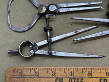 Load image into Gallery viewer, 4 VINTAGE SPRING CALIPERS , 3 MOORE &amp; WRIGHT - Boyshill Tools and Treen