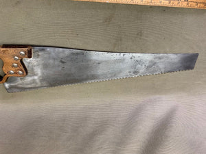 26" VINTAGE SWAYBACK 6TPI SAW ENGAVED BLADE SYDNEY EXHIBITION CROWNSHAW CHAPMAN - Boyshill Tools and Treen