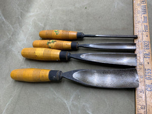 4 GOOD HENRY TAYLOR CARVING CHISELS - Boyshill Tools and Treen