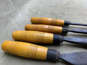4 GOOD HENRY TAYLOR CARVING CHISELS - Boyshill Tools and Treen
