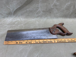 14" VINTAGE BRASS BACK SAW BY SIMONDS - Boyshill Tools and Treen
