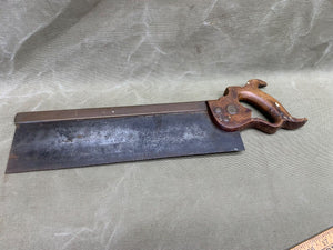 14" VINTAGE BRASS BACK HAND SAW BY DISSTON - Boyshill Tools and Treen