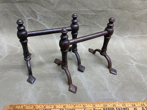 NICE PAIR ANTIQUE IRON FIRE DOGS - Boyshill Tools and Treen