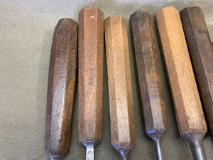 10 EARLY CARVING CHISELS VARIOUS MAKER - Boyshill Tools and Treen