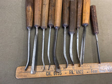 Load image into Gallery viewer, 10 EARLY CARVING CHISELS VARIOUS MAKER - Boyshill Tools and Treen