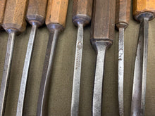 Load image into Gallery viewer, 10 EARLY CARVING CHISELS VARIOUS MAKER - Boyshill Tools and Treen