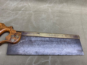 NICELY ENGRAVED 14" BRASS BACK SAW BY GODWIN WARREN FRY,  BRISTOL. RARE - Boyshill Tools and Treen