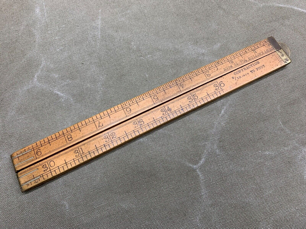 RARE BOXWOOD FOLDING CONTRACTION RULE BY RABONE - Boyshill Tools and Treen